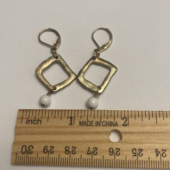 Gold Tone and Bead Drop Earrings - Picture 8 of 13